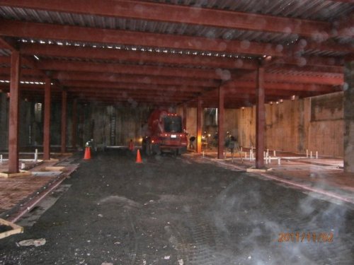First Concrete Truck Inside Maitreya Center